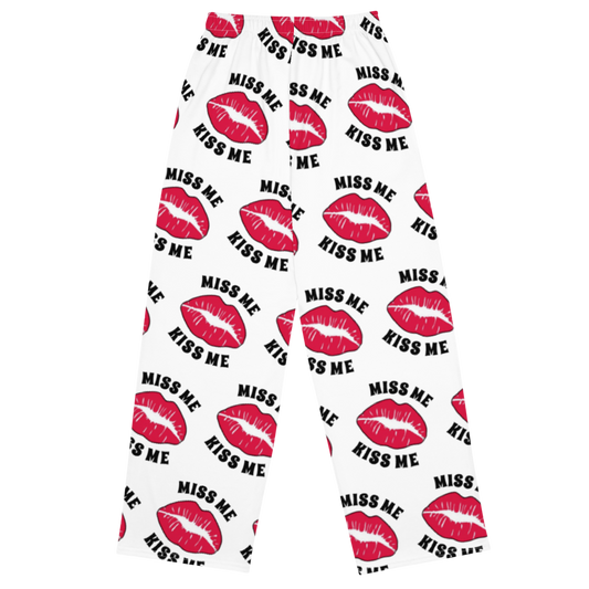 MISS ME KISS ME ORIGINAL (WHITE) All-over print unisex wide-leg pants